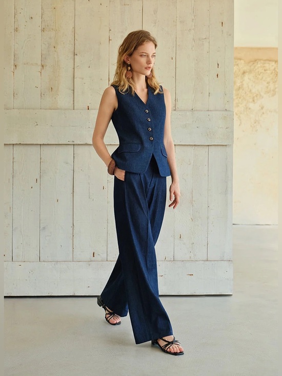 Petite Studio Tops - Petite Studio Vest & Pants Matching Set